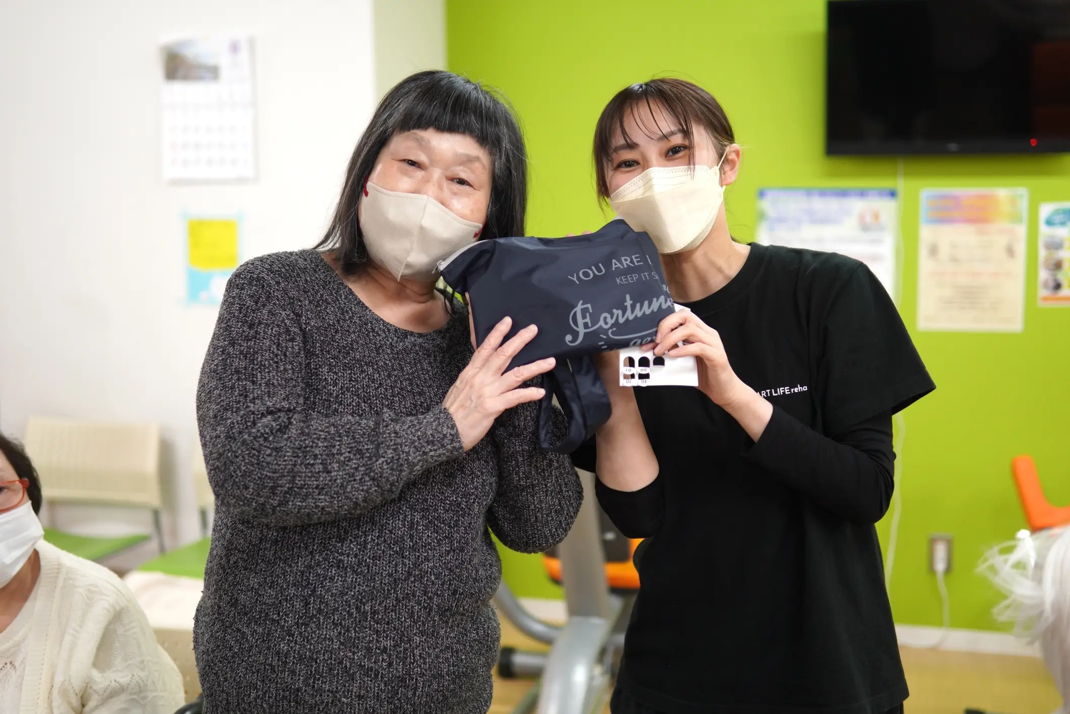 リハビリ指導員と利用者様のツーショット